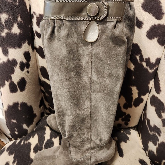 Michael Kors Boots Womens 9 M Suede Gray Grey Knee High Heel Shoes $225 MSRP - Picture 9 of 16